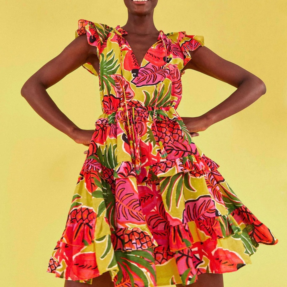 Farm Rio Dream Fruit Ruffled Mini Dress. Extra Small - Picture 6 of 12